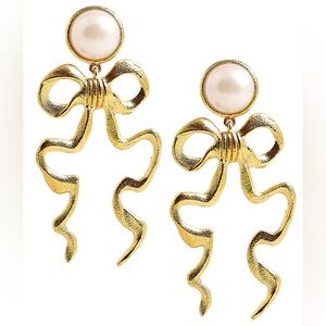 Lisi Lerch Annabelle Gold Metal Bow Earrings